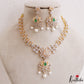 Elegant Floral Motifs CZ Victorian Necklace With Pearl Drops NC3264 (Available In 2 Colors)