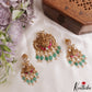 Gorgeous Antique Lakshmi Peacock Motifs Jadau Pendant Set With Green Bead Drops PS301 (Available In 2 Colors)
