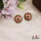 Elegant Green Bead Border Peacock Motifs Jadau Stud Earrings E960