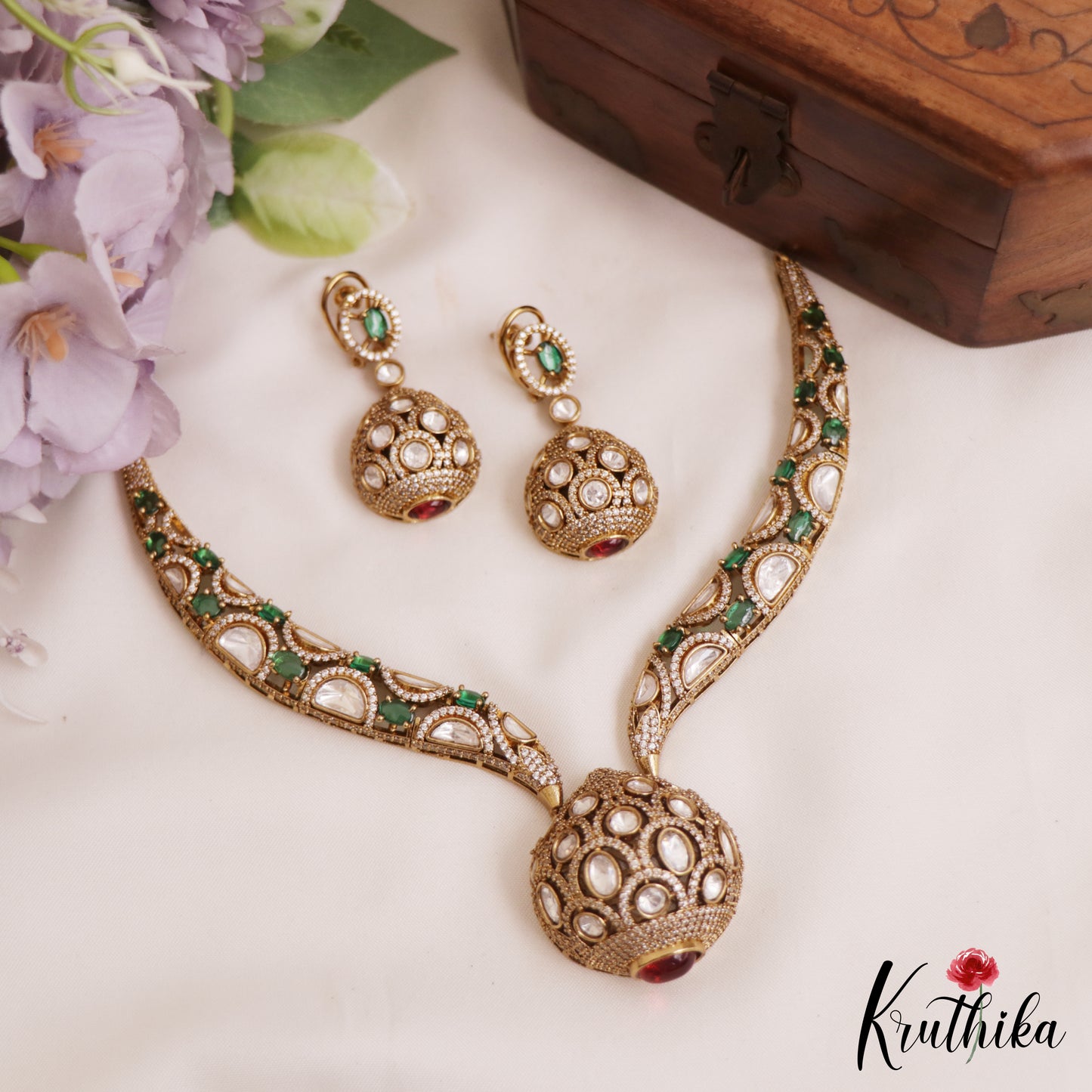 Gorgeous AD Geometric Motifs Moissanite Necklace NC2783 (Available In 3 Colors)