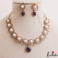 Elegant Pearl Leaf Motifs CZ Victorian Necklace NC3154 (Available In 6 Colors)