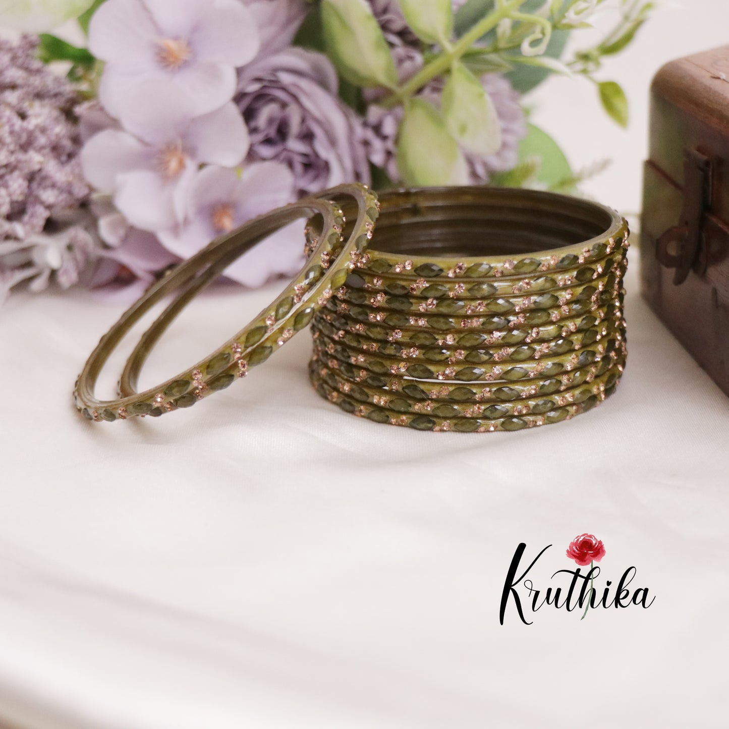 Trendy Handcrafted Glass Bangles B255 (set of 12 Bangles)