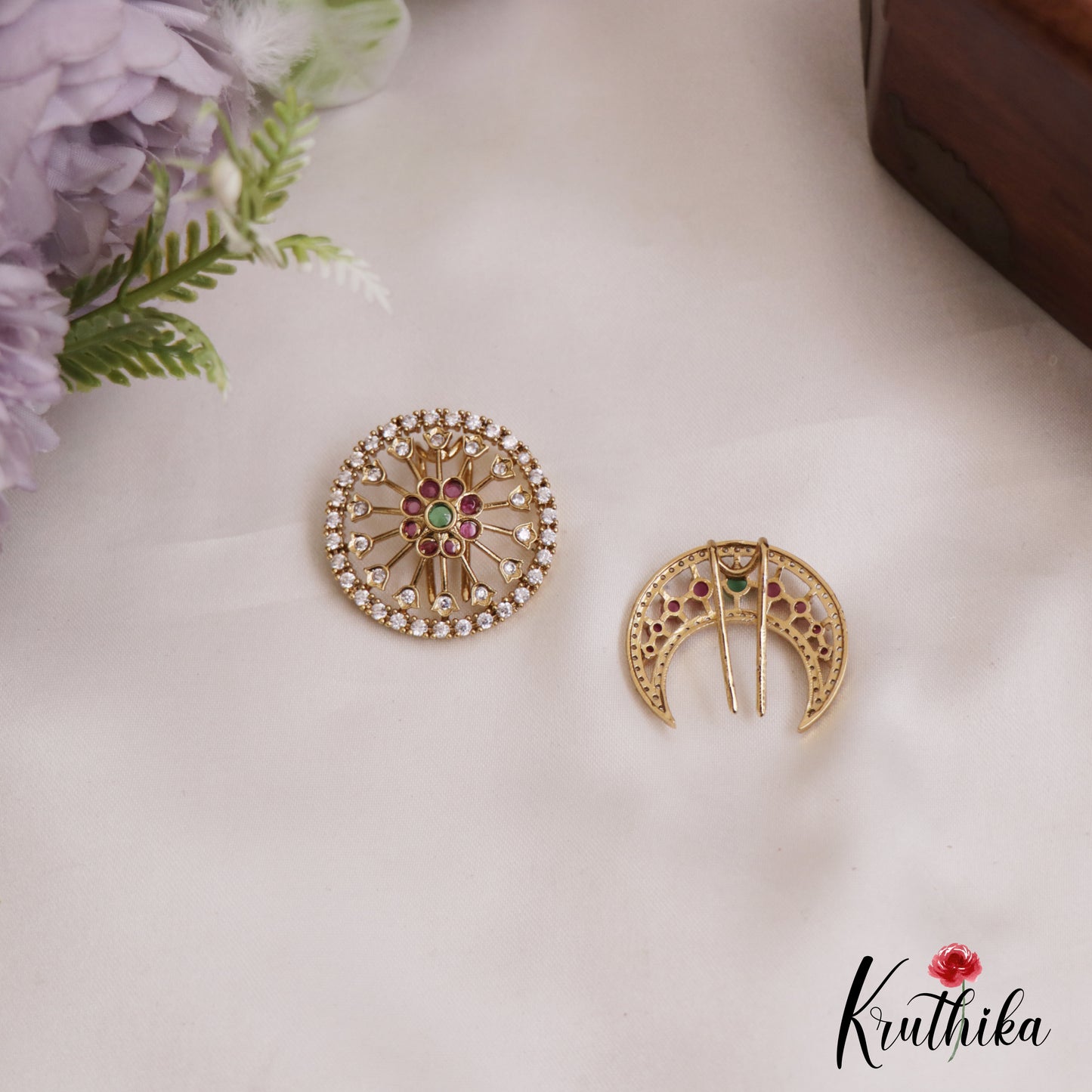 Beautiful Floral Motifs Chandra Surya Kemp Hair Ornaments J358
