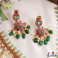 Stunning Kemp Floral Peacock Motifs Guttapoosalu Necklace With Green Bead Drops NC3219
