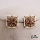 Elegant AD Stone Floral Square Pearl Earrings E794