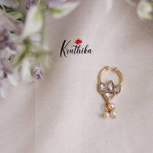 Beautiful Lotus Design Jadau Septum Nose Ring- No Piercing Required N29 (Available in 5 Colours)