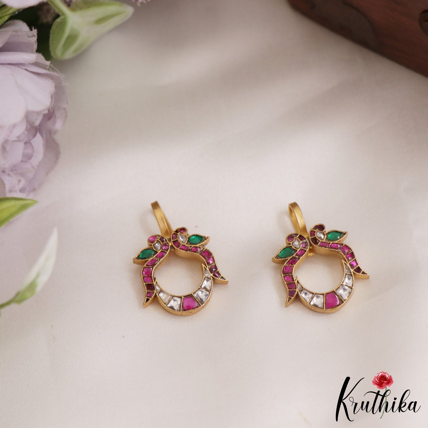 Beautiful Jadau Peacock Motifs Earcuffs | Upper Earrings | Bugadi Earrings E868