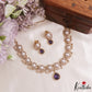 Elegant Pearl Leaf Motifs CZ Victorian Necklace NC3154 (Available In 6 Colors)
