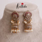 Beautiful Antique Kemp Ruby Jhumkas with Pearl Drops E644