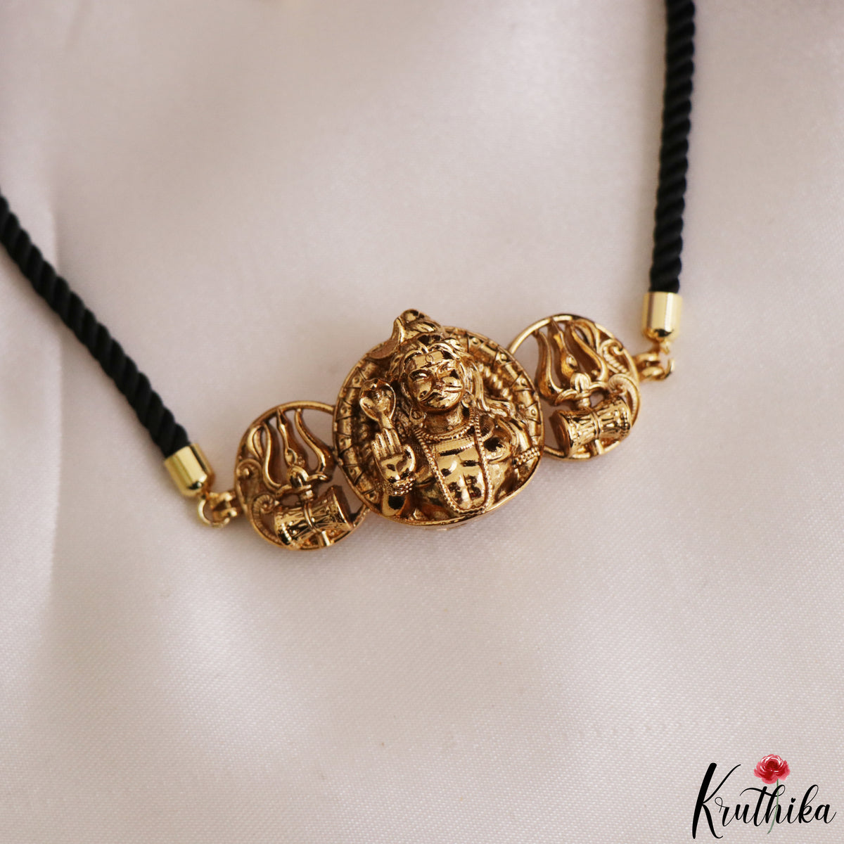 Elegant Lord Shiva Motifs Black Cord Adjustable Bracelet B581