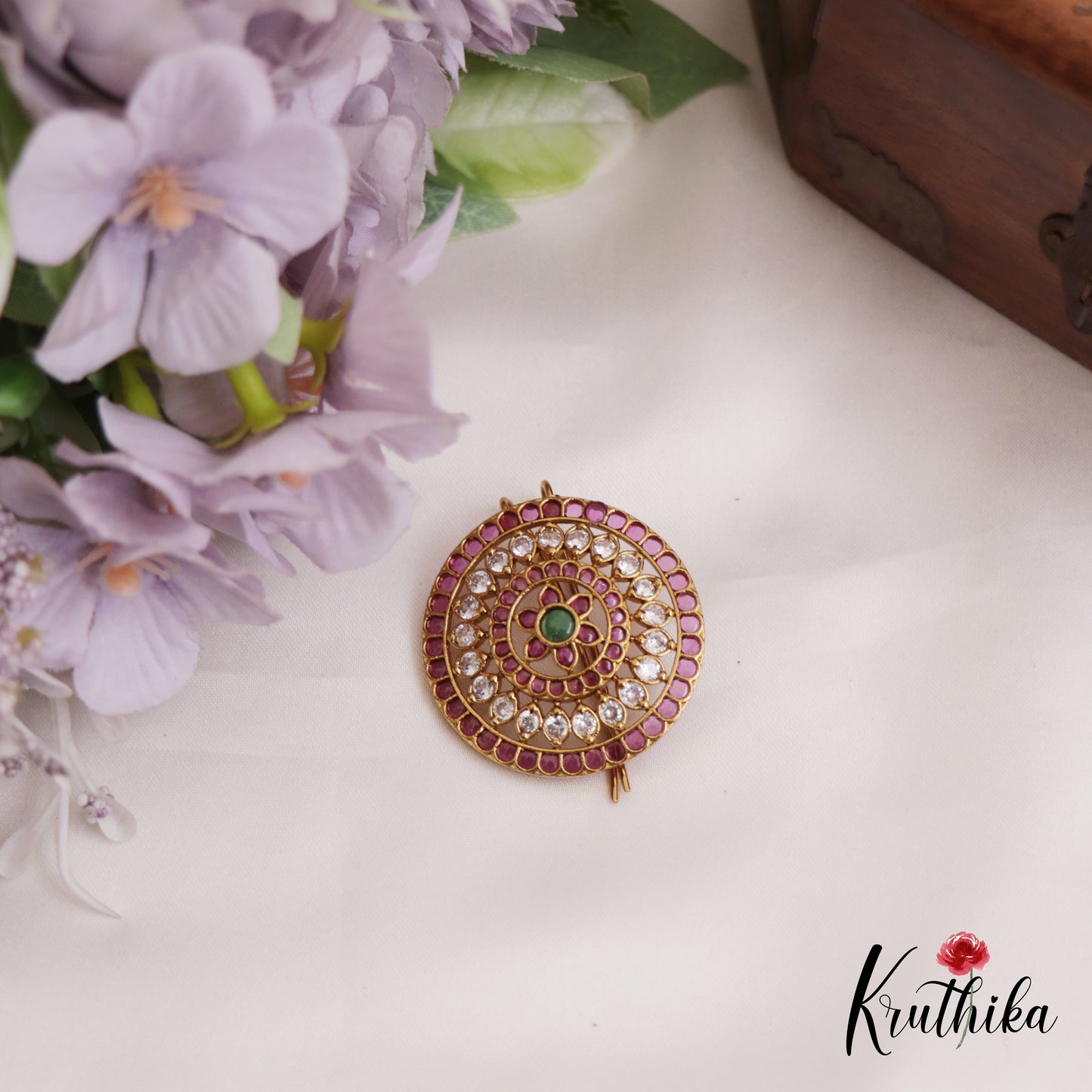 Beautiful Floral Chandra Surya Kemp Hair Ornaments J353
