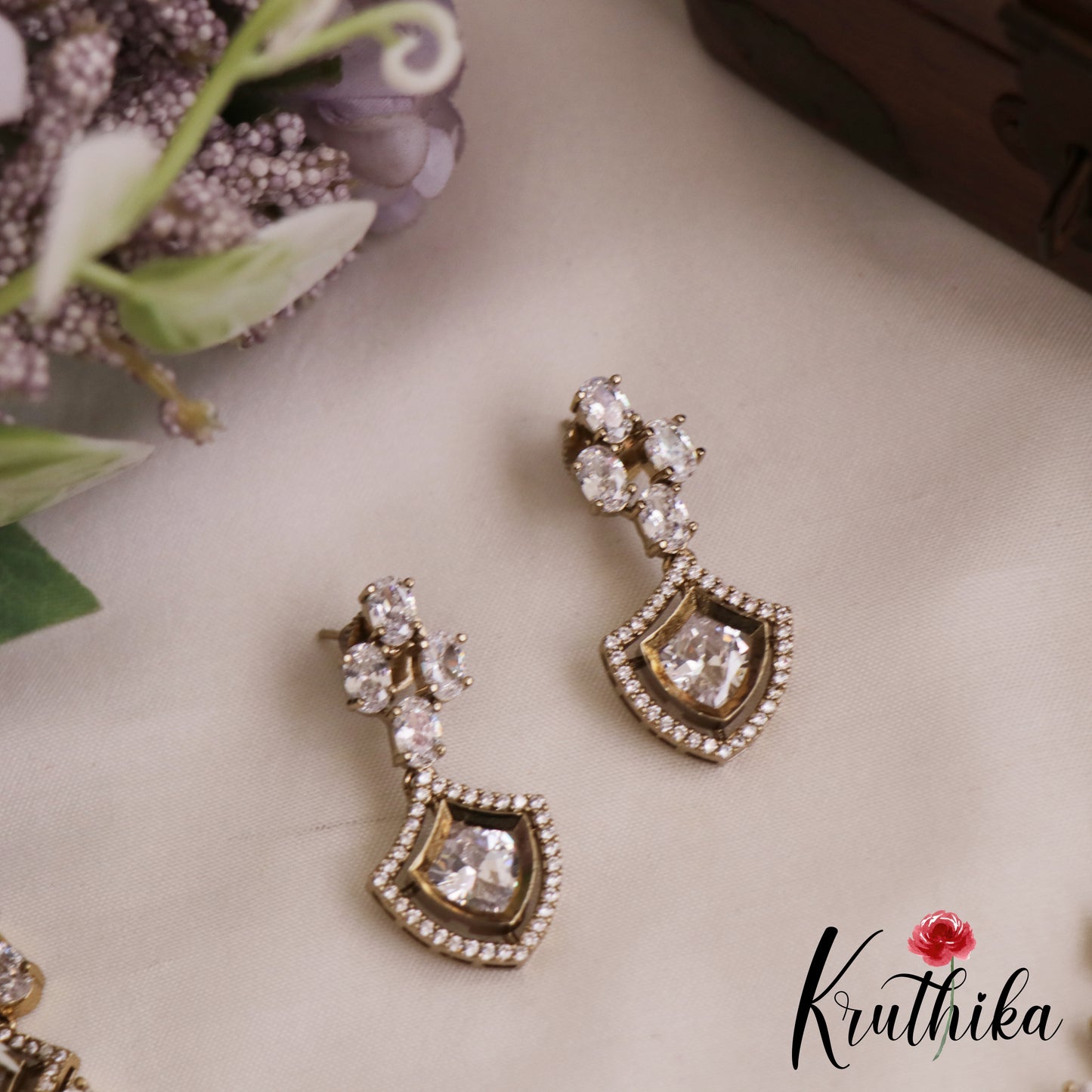 Sparkling Diamond-Finish AD Victorian Necklace NC2847 (Available In 3 Colors)