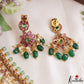 Stunning Kemp Floral Peacock Motifs Guttapoosalu Necklace With Green Bead Drops NC3219