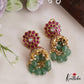 Premium Floral Motifs Jhumka Jadau Earrings With Pearl And Bead Drops E850