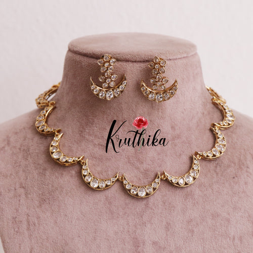 Trendy American Diamond half moon Necklace Set NC2009