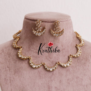 Trendy American Diamond half moon Necklace Set NC2009
