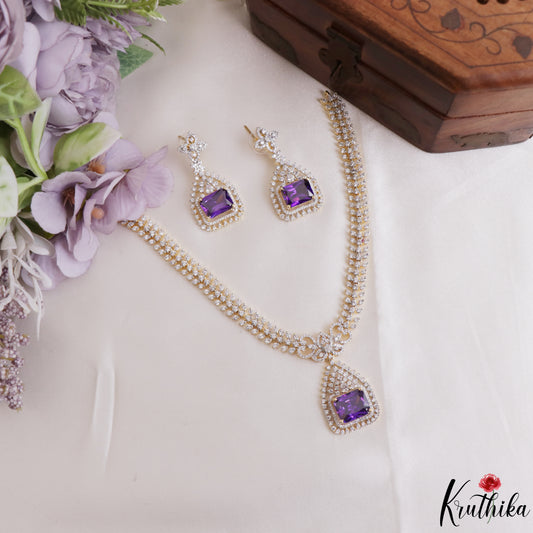Pretty Floral Geometric Motifs CZ Victorian Necklace NC3265 (Available In 3 Colors)