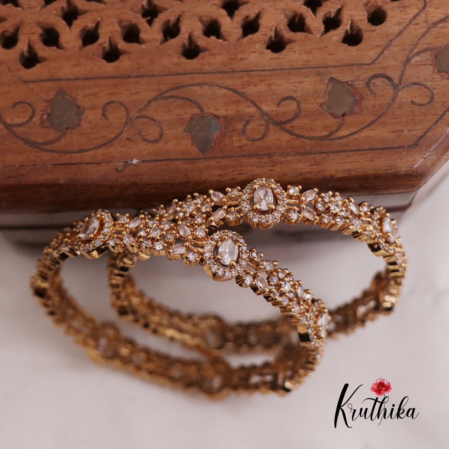 Simple Trendy CZ Sparkling Bangles B281 (Set of 2 Bangles)