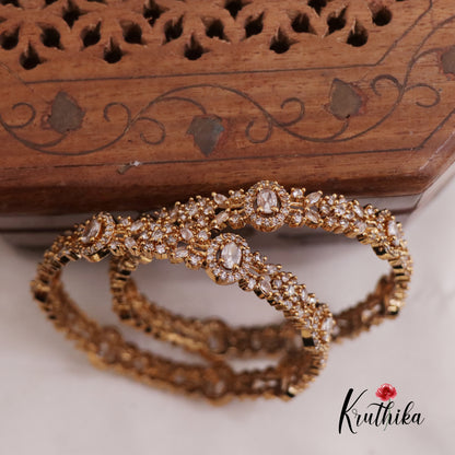 Simple Trendy CZ Sparkling Bangles B281 (Set of 2 Bangles)