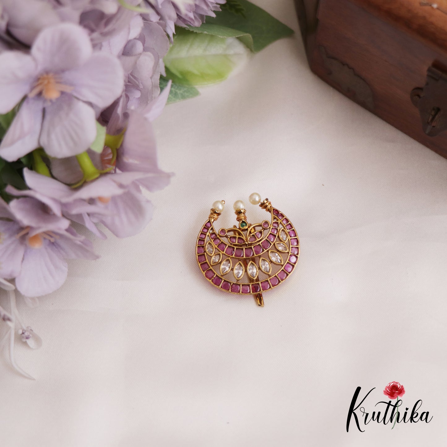 Beautiful Floral Chandra Surya Kemp Hair Ornaments J353