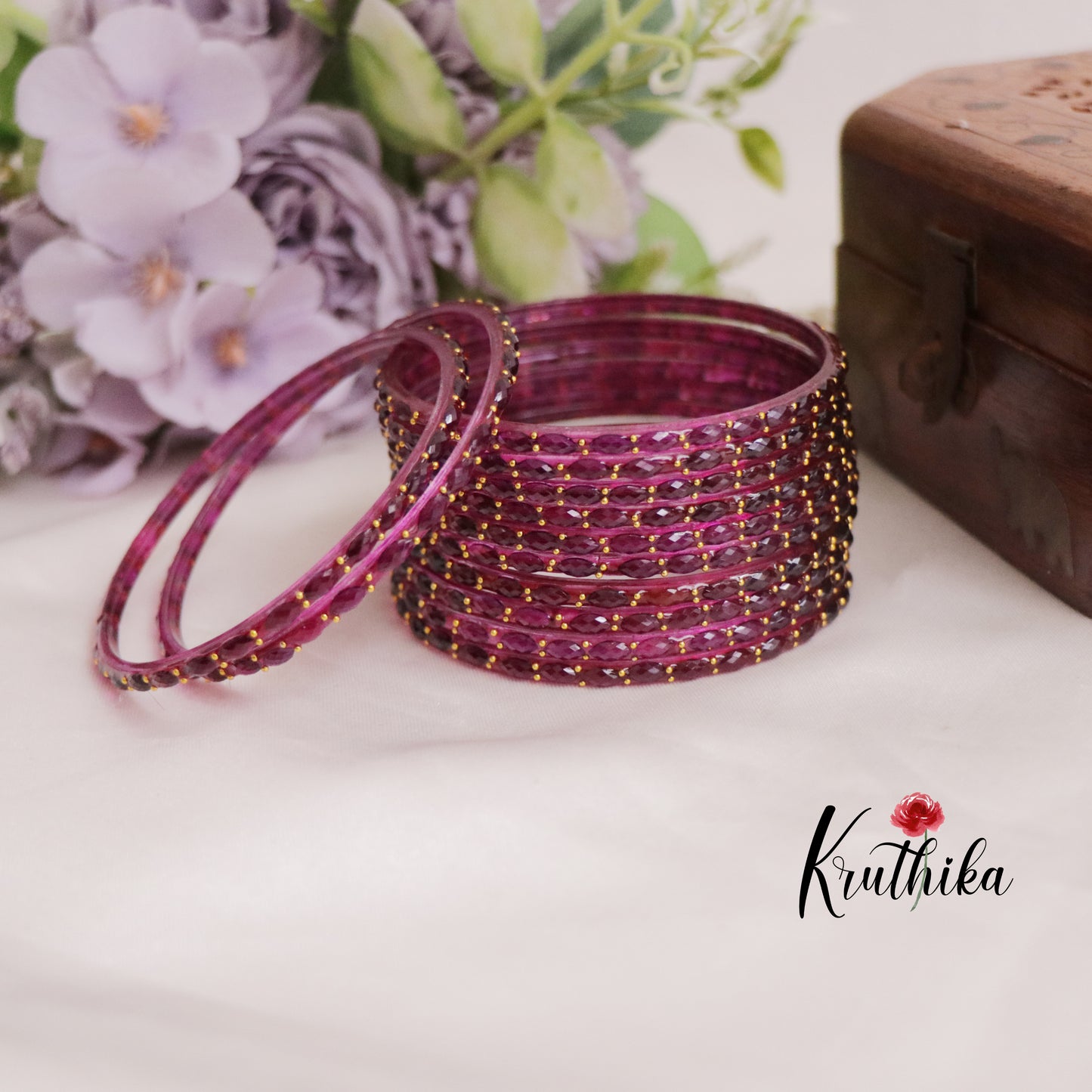 Trendy Handcrafted Glass Bangles B257 (set of 12 Bangles)