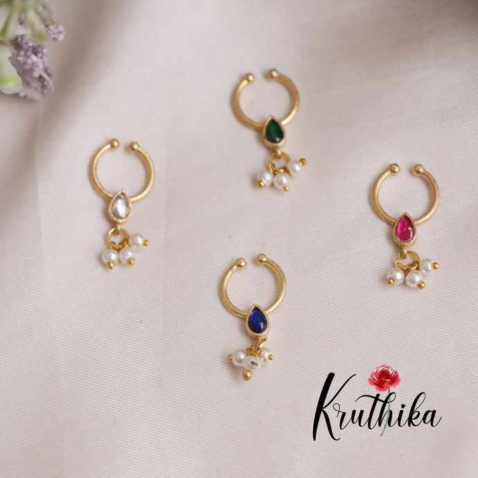 Gorgeous Jadau Septum Nose Ring - No Piercing Required N28 (Available in 4 Colours)