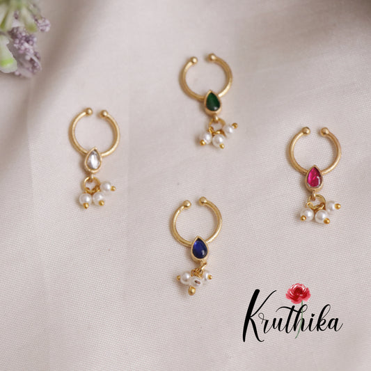 Gorgeous Jadau Septum Nose Ring - No Piercing Required N28 (Available in 4 Colours)