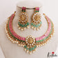 Grand Lakshmi Motifs Polki Jadau Choker With Pear Bead Drops NC3220