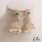 Classic Mango Motifs AD Jhumkas With Pearl Drops E1096  (Available In 3 Colors)
