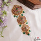 Premium Floral Motifs Kemp Jhumka Jada Billa With Green Bead Drops J434