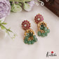 Premium Floral Motifs Jhumka Jadau Earrings With Pearl And Bead Drops E850