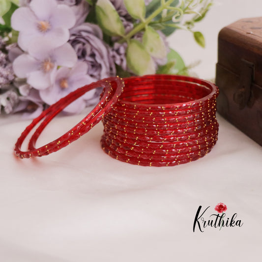 Trendy Handcrafted Glass Bangles B258 (set of 12 Bangles)