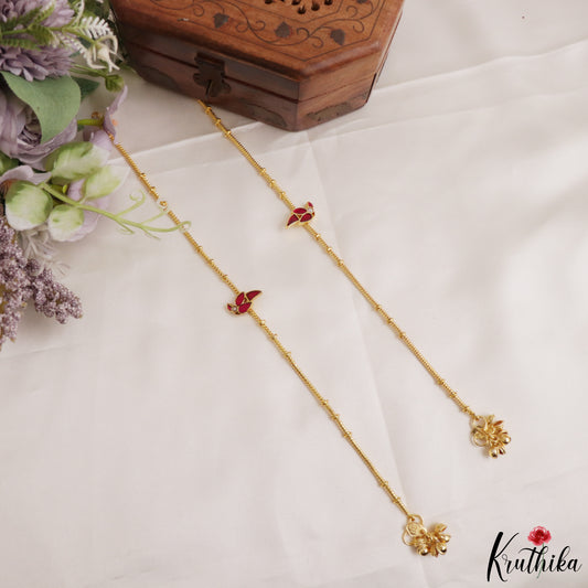 Trendy Floral Ruby Jadau Pendant Anklets A69