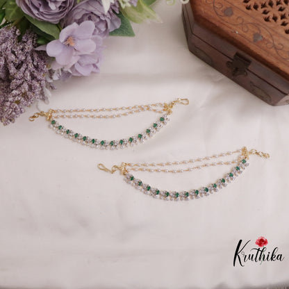 Trendy CZ Sparkling Floral Three Layer Earchains EC117 (Available in 2 Colors)