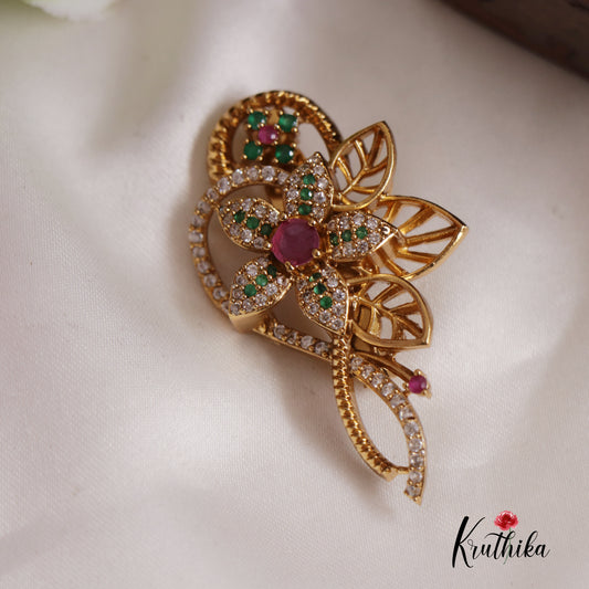 Classic CZ Floral Sparkling Saree Pin SP26