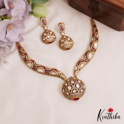 Gorgeous AD Geometric Motifs Moissanite Necklace NC2783 (Available In 3 Colors)