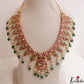 Stunning Floral Peacock Motifs Jadau Necklace With Green Bead Drops NC3016