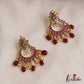Pretty Floral Motifs Chandbali Earrings With Bead Drops E1092 (Available In 2 Colors)