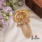 Stunning Kemp Floral Motifs Jhumka Jada Billa With Multi Strand Pearls J323