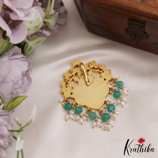 Beautiful Peacock Jadau Pendant With Pearl And Bead Drops PS256