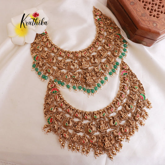 Grand Jadau three layer Temple choker NC1801 (Available in 2 Colours)