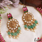 Grand Lakshmi Motifs Polki Jadau Choker With Pear Bead Drops NC3220
