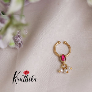 Gorgeous Jadau Septum Nose Ring - No Piercing Required N28 (Available in 4 Colours)