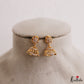 Simple White AD Gold tone Floral Jhumkas E1237
