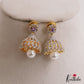 Pretty Teardrop Motifs AD Jhumkas With Pearl Drop E1097 (Available In 3 Colors)