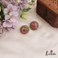 Contemporary Green Bead Border Floral Motifs Jadau Stud Earrings E1002