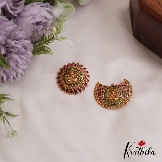 Elegant Lakshmi Motifs Chandra Surya Jadau Hair Ornaments J360