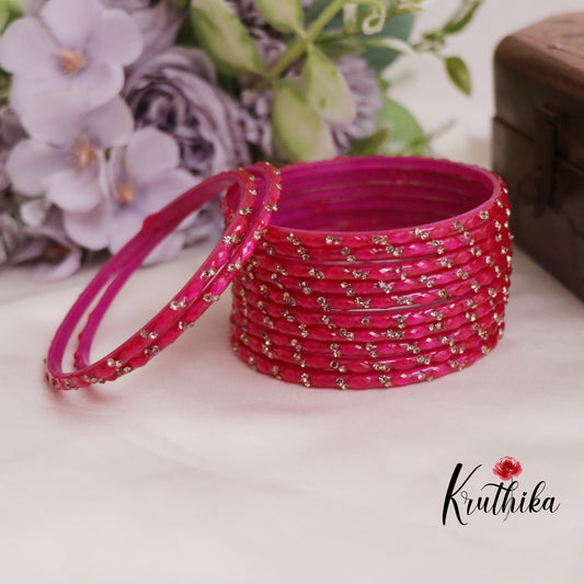 Trendy Handcrafted Glass Bangles B262 (Set of 12 Bangles)