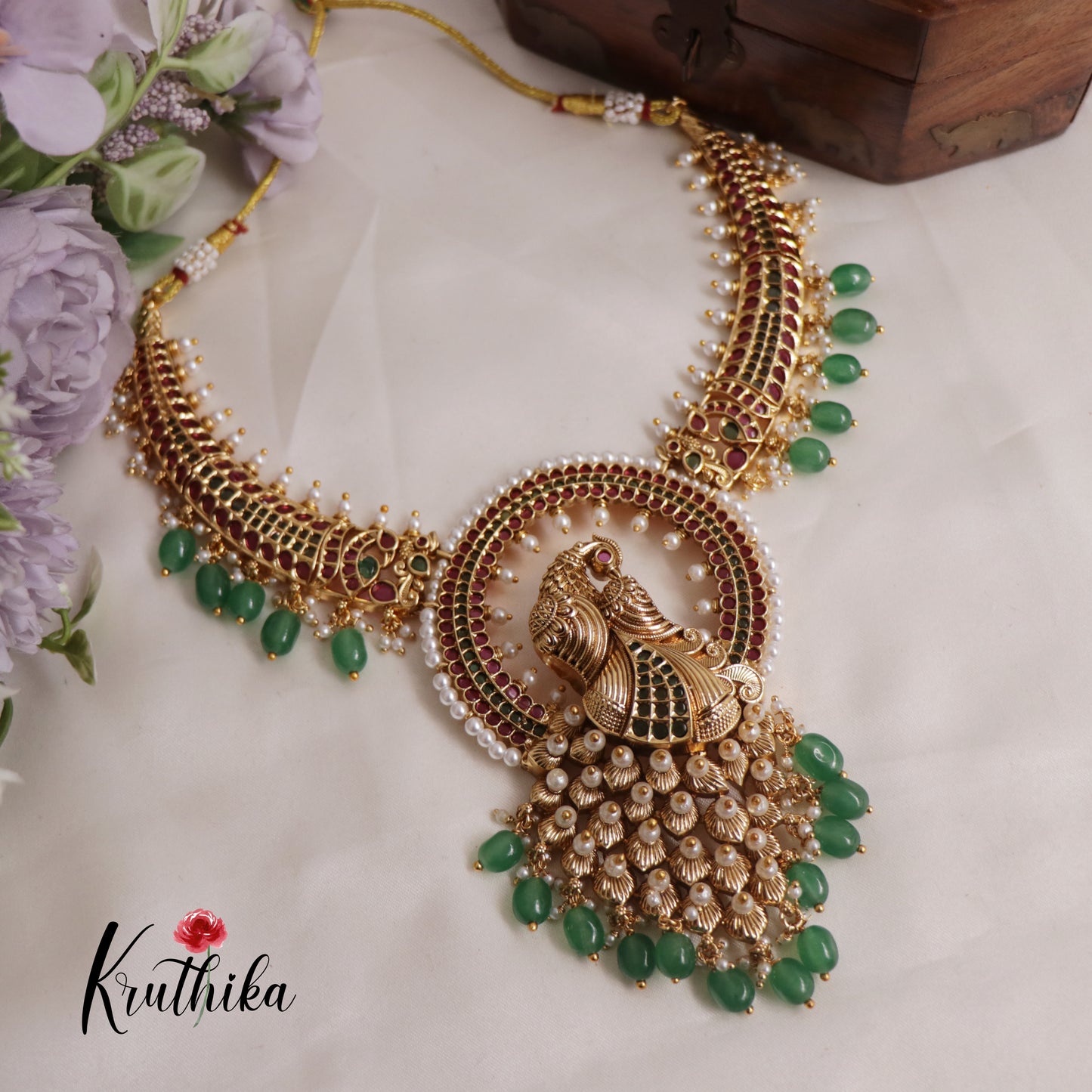 Stunning Peacock Kemp Necklace NC2505 ( Available in 2 Colours)
