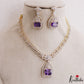 Pretty Floral Geometric Motifs CZ Victorian Necklace NC3265 (Available In 3 Colors)